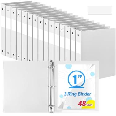Imagem de Henoyso 48 fichários de plástico com 3 anéis de 2,5 cm e 3 argolas flexíveis para papel tamanho carta 21 x 28 cm, comporta até 225 folhas com 1 bolso, fichário versátil para escola, escritório, casa