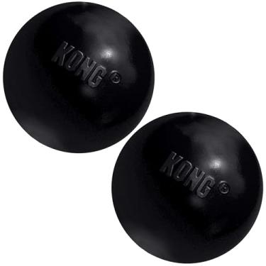 Imagem de KONG Bola extrema com furo – brinquedo de buscar – brinquedo durável para cães para treinamento, brincadeiras interativas e mais – bola de borracha natural extrema – preta – para cães grandes/médios