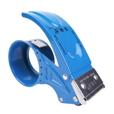 Imagem de Pistola distribuidora de fita de embalagem resistente - Cortador de fita portátil anti-rebobinamento de 50 mm com lâmina de metal serrilhada - Ferramenta de vedação ergonômica para caixas de