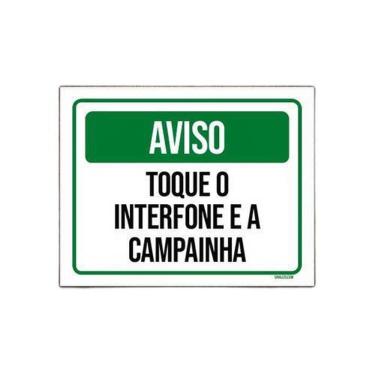 Imagem de Placa Sinalização - Aviso Toque Interfone Campainha 27X35