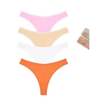 Imagem de Tangas De Algodão Listradas Femininas De Cintura Baixa 4PCS Sexy G-Str