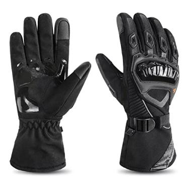 Imagem de SPYMINNPOO Luvas de Corrida Powersports Com Junta Dura Com Tela Sensível Ao Toque, Boa Aderência, Respirável para Moto, Couro de Microfibra Preto (M)