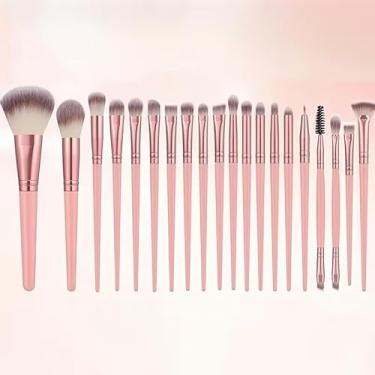 Imagem de Conjunto de pincéis de maquiagem rosa de 20 peças, base profissional, corretivo, contorno, pincéis de maquiagem para olhos e rosto, kit de ferramentas de beleza multifuncional para misturar líquido