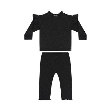 Imagem de Conjunto com Blusa e Legging em Malha Tricot para Bebê Menina Quimby-Feminino