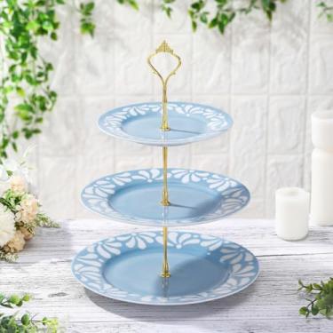 Imagem de Lallisa Cielito Lindo suporte de bolo de cerâmica de 25,4 cm, 22,9 cm, 17,8 cm, 17,8 cm de cerâmica platos de barro mexicanos argila chá festa sobremesa suporte torre para decoração de chá de bebê