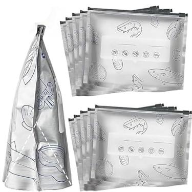 Imagem de 30 peças de sacos de armazenamento seláveis de folha de alumínio reutilizáveis, bolsas com zíper a vácuo, sacos seláveis com etiqueta e fecho de zíper (3 tamanhos mistos)