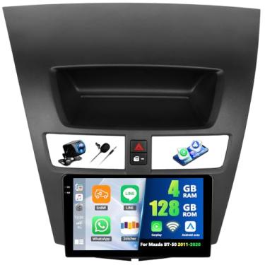 Imagem de [4G + 128G] Rádio automotivo para Mazda BT-50 2011-2020 com carro sem fio CarPlay Android Auto, tela sensível ao toque de 22.9 cm, Android 15, estéreo automotivo com link espelhado, navegação GPS WiFi