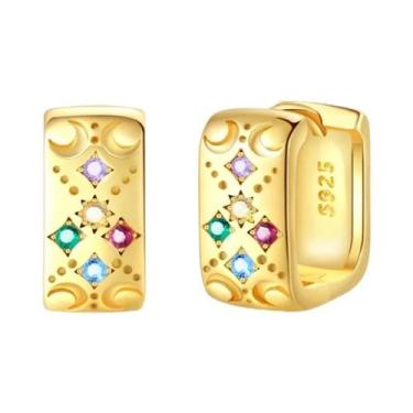 Imagem de Brincos De Argola Femininos Em Prata 925 Com Estrelas, Luas, Pérolas E