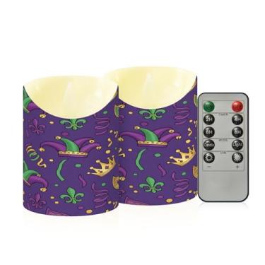 Imagem de Wassud 2 pacotes de carnaval de carnaval (2) velas sem chama com controle remoto, velas realistas cintilantes com temporizador, velas decorativas para Natal, casamento, festa, decoração de casa