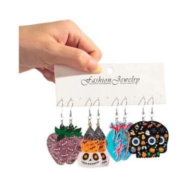 Imagem de Brincos De Halloween Para Mulheres Em Acrílico Com Formato De Abóbora,