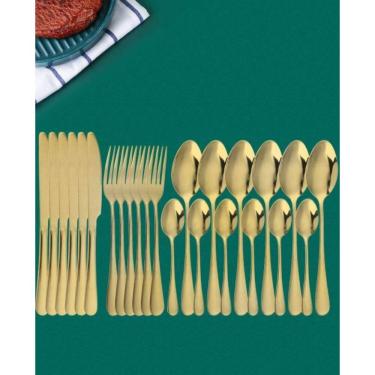 Imagem de Faqueiro 24 Peças De Aço Inox Positano Dourado