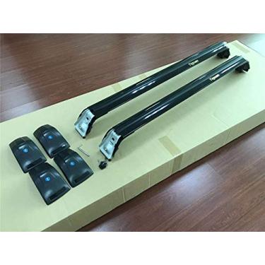 Imagem de YiXi-Partswell 2 peças de rack de teto travável barras transversais bagageiro alumínio adequado para Volkswagen VW Tiguan 2017-2021 - preto