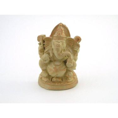 Imagem de Estátua Ganesha Sentado Reta Cor Taupe Resina 11 Cm