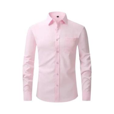 Imagem de Camisa Social Masculina Slim Fit De Manga Longa Elástica Tamanho EUA P