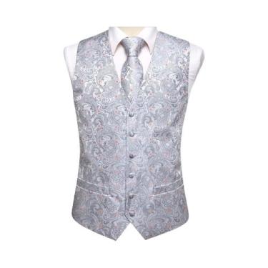 Imagem de Conjunto Masculino De Colete De Seda, Gravata, Lenço De Bolso E Abotoa