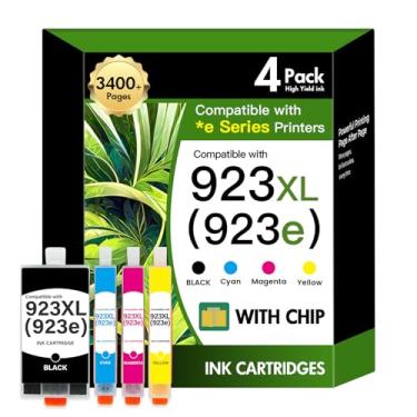 Imagem de Pacote combo de cartuchos de tinta 923e 923XL 923 8130e: Substituição para cartuchos de tinta HP 923 para impressoras OfficeJet Pro 8130e 8135e 8138e 8125e 8139e (pacote com 4 unidades preto ciano