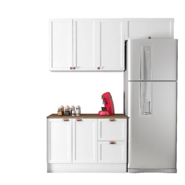 Imagem de Cozinha Modulada Unna 3 Peças Balcão 120cm Branco Com Tampo Mdp - Poliman Móveis Branco