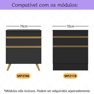 Imagem de Kit Rodapé Para Balcão Cozinha 70cm Veneza Com Pés Multimóveis Mp3729 Preto
