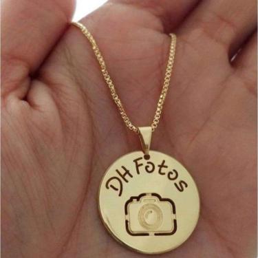 Imagem de Gargantilha Pingente Medalha Fotógrafo(a) Personalizado Banhado A Ouro