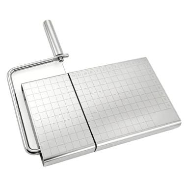 Imagem de Fockety Cortador de Queijo de Arame, Tábua de Corte de Queijo Resistente de Aço Inoxidável Com Escala, Cortador de Multiuso Seguro para Máquina de Lavar Louça de 5" X 8" (com escala)
