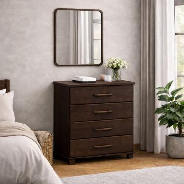 Imagem de Cômoda Madeira Maciça 4 Gavetas Quarto Gaveteiro Roupas Boho