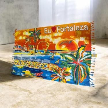 Imagem de Canga Praia Pareô Poliéster Eu Amo Fortaleza Cor:AmareloTamanho:Único 