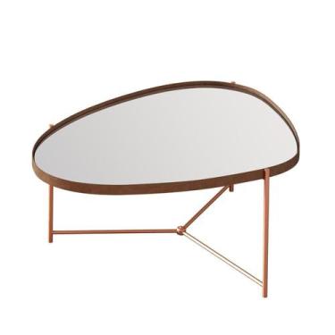 Imagem de Mesa de Centro com Borda em material sintético Espelho e Pés em Ferro 