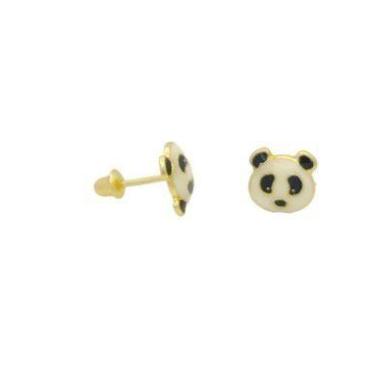Imagem de Brinco em Ouro 18k Urso Esmaltado - Par de Brincos com Tarracha Baby -