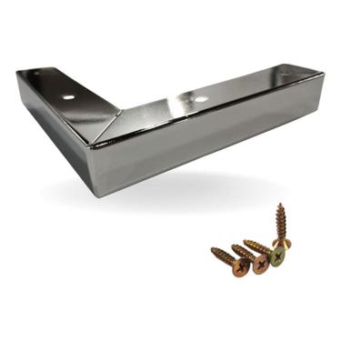 Imagem de Kit C/ 4 Pés Cantoneira Lc Em Aço Cromado 3cm Alt. Para Sofá Cromado