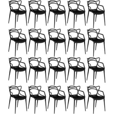 Imagem de Kit 20 Cadeiras De Jantar Allegra Prática Empilhável - Preto