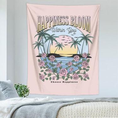 Imagem de Tapeçaria para pendurar na parede Choose Happiness Tropical Sunset 100