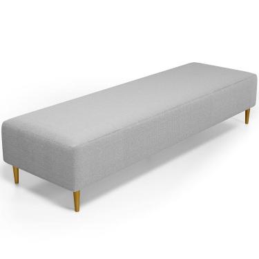 Imagem de Puff Decorativo Sala de Estar Bali W01 Pés Palito 170x60cm Bouclê Cinza - Lyam Decor