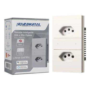 Imagem de tomada dupla zigbee Nova digital linha safira cor BRANCO SA-T2W