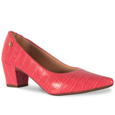 Imagem de Sapato Scarpin Feminino Croco Bico Fino Salto Alto Grosso Bloco Quadra