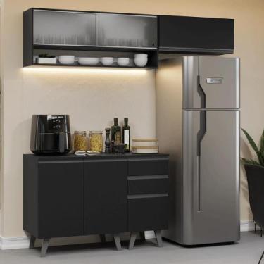 Imagem de Armário de Cozinha Compacta 200 cm Preto Nice Madesa 13 XA, Preto