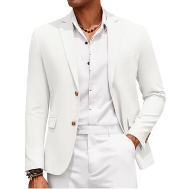 Imagem de COOFANDY Blazer masculino casual de linho de algodão leve casaco esportivo com dois bot...
