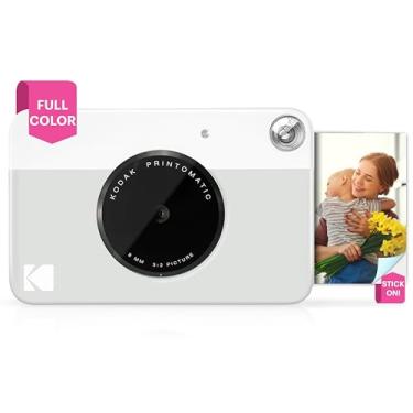 Imagem de Kodak Câmera Printomatic digital, impressão instantânea colorida fotos autoadesivas 5 x 7,5 cm, Tecnologia de impressão ZINK, 5 MP, Flash, Aceita Cartão MicroSD, Cinza