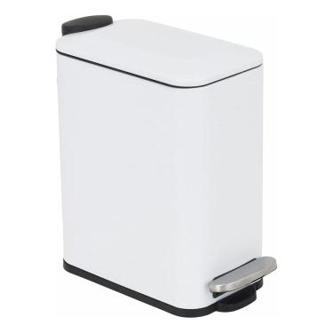 Imagem de Lixeira Banheiro 5l Branca Metal Slim 29x14cm Pedal