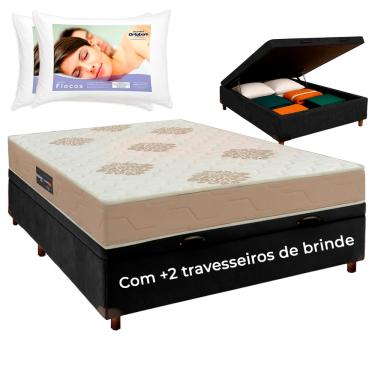 Imagem de Kit Cama Box Bau + Colchão Casal Inova D33 + 2 Travesseiros Ortobom