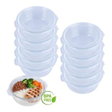 Imagem de Kit 10 Potes Hermético Marmita de Vidro Redondo 620ml Mor
