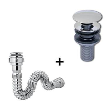 Imagem de Kit Lopazzi Sifão Válvula Inox para Pia Lavatório Cuba Banheiro Cozinh