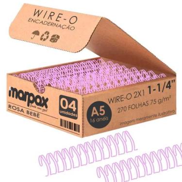 Imagem de Wire-o para Encadernação 2X1 A5 Rosa Bebê 1 1/4 270fls 04un - Marpax