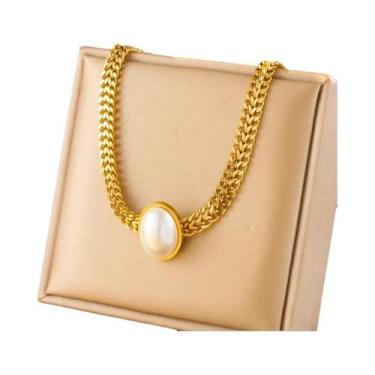 Imagem de Conjunto De Joias Femininas Em Aço Inoxidável 316L Com Pérolas: Colar,