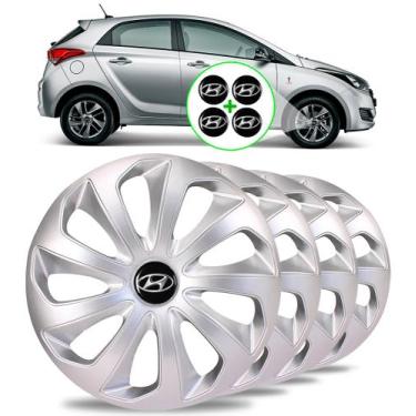 Imagem de Jogo 4 Calotas Velox Aro 14 Prata Hyundai Hb20 Hatch Sedan - Elitte