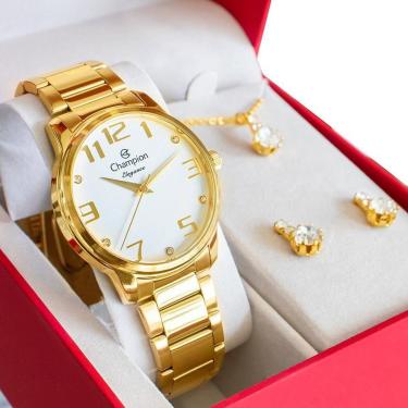 Imagem de Relógio Champion Feminino Analógico Prova D´agua CN26028W + Kit Colar e Brincos-Feminino