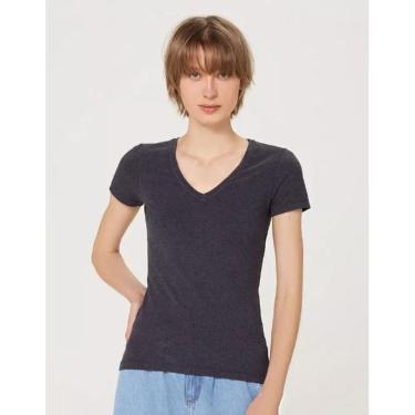 Imagem de Camiseta Feminina Básica Decote V Com Elastano Hering-Feminino