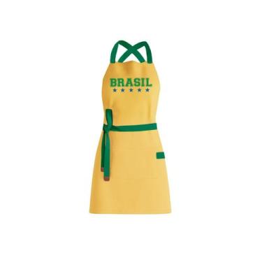 Imagem de Avental Verde Amarelo Brasil Copa Futebol Evento Buffet Bar - CASACHA