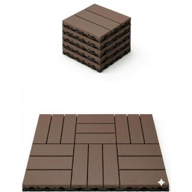 Imagem de KIT 12 Peças Deck Modular Plástico Cinza 30x30 - Kazartte, Madeira Lis