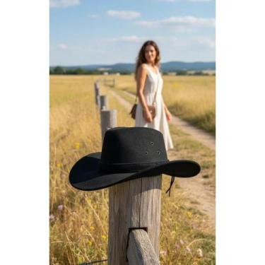 Imagem de Chapéu Country Preto Camurça Unissex Rodeio Sertanejo - Congratulation