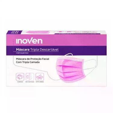 Imagem de Mascara Tripla Descartavel Tnt Rosa Inoven com 50 Unidades